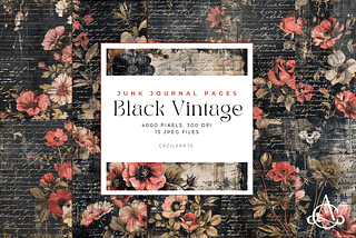 Black Vintage Junk Journal Pages