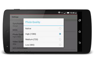 Adding Photo Quality Settings on Android