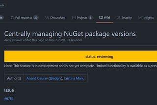 dotnet centralized package versioning