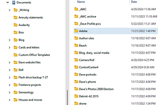 Screenshot of folder trees in Windows Explorer.