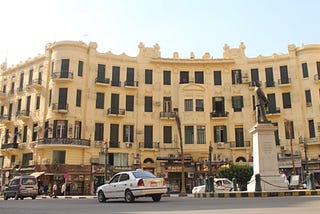 The big building in Talaat Harb Square which houses shops and hotels.