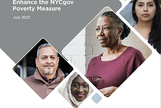 The image of the report cover of the Qualitative Study to Enhance the NYCgov Poverty Measure. There are diverse headshots of 4 individuals on the cover.