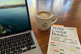 Me, in my happy place. At a cafe, hot cuppa, and a good book. In Write Useful Books, Rob talks about the importance of the Reader, Promise, and Scope.