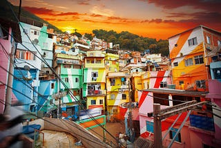 Santa Marta’s painted houses, a colorful favela in Rio De Janeiro, Brazil