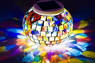 Color Changing Solar Powered Glass Mosaic Ball Led Garden Lights, Rechargeable Outdoor Waterproof Solar Night Lights Table Lamps for Decorations, Ideal Gifts