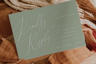 Horizontal Boho Script Sage Menu Choice RSVP Card