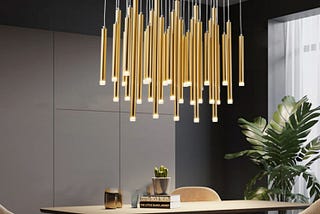 Modern Black & Gold Dining Room Ceiling Fixture — Seus Lighting
