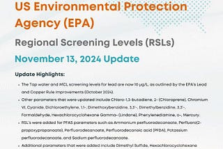 The latest updates to the US Environmental Protection Agency’s (EPA) Regional Screening Levels…