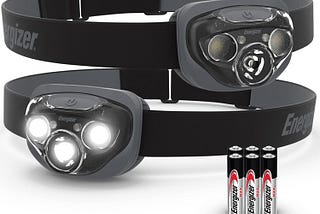 Energizer LED Headlamp PRO (2-Pack), IPX4 Water Resistant Headlamps, High-Performance Head Light for Outdoors, Camping, Running, Storm, Survival LED Light for Emergencies (Batteries Included)