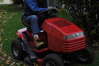 Red lawn mower