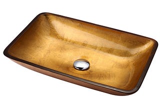 Review Gold Rectangular Tempered Glass Vessel Sink