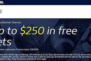 William hill promo code no deposit fee