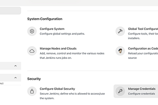 jenkins page showing where to click Manage Credentials