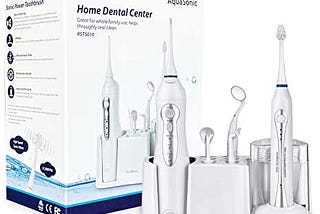 AquaSonic Home Dental Center Rechargeable Power Toothbrush & Smart Water Flosser — Complete Family…