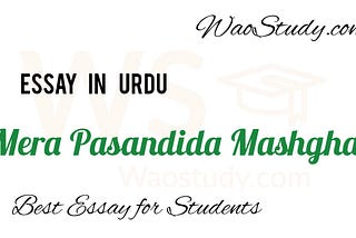 Mera Pasandida Mashghala Essay in Urdu PDF