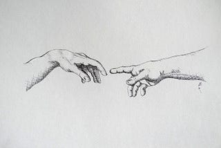A recreation of Michelangelo’s god creating adam (only hands) I found on Pinterest.