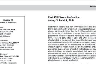 Una prima revisione del 2006 sulla disfunzione sessuale post SSRI (PSSD)
