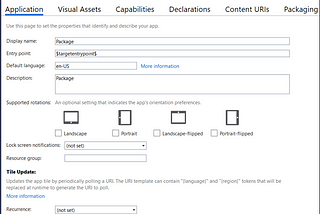 App package manifest