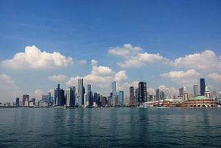 Chicago skyline and Navy Pier from Lake Michigan