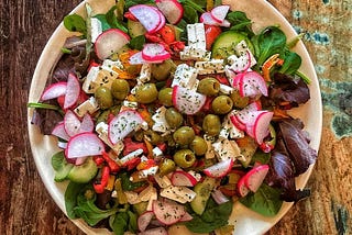 Roasted Peppers, Baby Leaves and Feta Salad