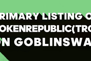 Token Republic TRG listed on Goblinswap + Giveaway.