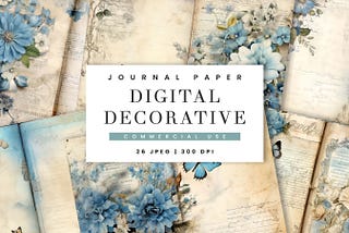 Decorative Blue Junk Journal Paper