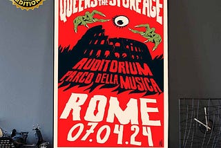 Tonight in Times New Roman Queens Of The Stone Age Auditorium Parco Della Musica poster merch July…