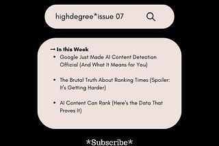 The SEO Reality Check | HighDegree* — Issue 07