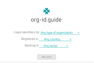 A screenshot of the homepage of org-id.guide