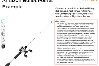 Screenshot example of an Amazon product listing with the bullet points circled.