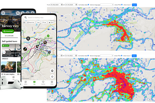 GPS heatmaps of SmartGuide digital audio guide for Karlovy Vary