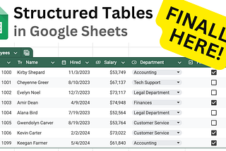Structured Tables in Google Sheets