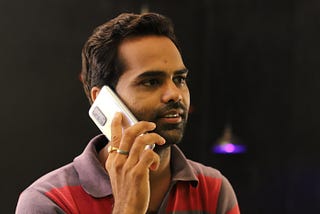 A person talking on a phone.