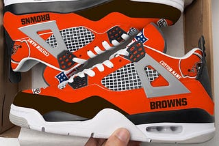 NFL Cleveland Browns Football Team Air Jordan 4 Shoes, Personalized AJ4 Sneaker