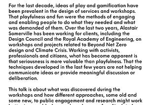 Text block describing the talk. It’s in the blog text.