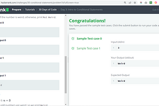 Day 3: Intro to Conditional Statements| 30 Days of Code Challange| Hackerrank | Dushyant Singh |…