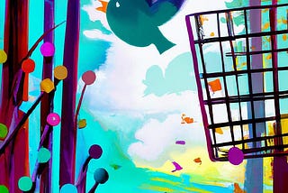 Twitter bird escaping cage.