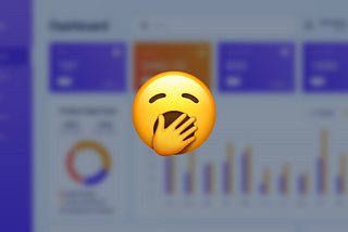 Yawning emoji overlaying a design dashboard