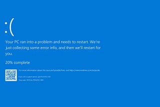 The windows error screen, blue screen with system message.