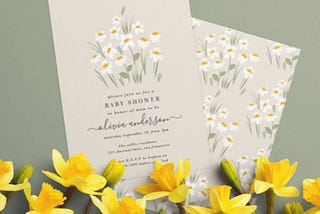 Natural daisy floral elegant beautiful baby shower invitation