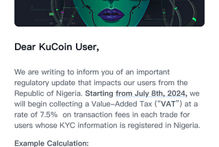 KuCoin adds 1% VAT on crypto transactions