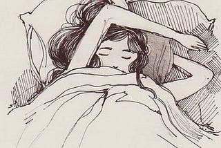 Sketch of a girl in deep asleep