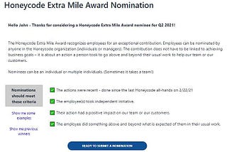 Automating an Employee Awards Program using Amazon Honeycode