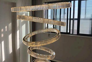 6 Tier Crystal Ring Chandelier for High Ceiling — Seus Lighting