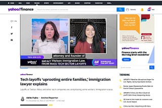 Tahmina Watson on Yahoo Finance Discussing Tech Layoffs & Immigration