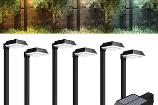 Sunco 6 Pack 2W Solar Sidewalk Dusk to Dawn Outdoor Backyard Walkway Garden Driveway Landscape Waterproof Patio Yard Lawn Super Bright Path Lights, 100 Lumens, 3CCT 3000K/5000K/7000K, Non-Dimmable