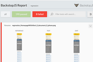 Visual regression test report by backstop.js