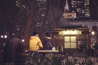 #parkbench #couple #bryantpark #chryslerbuilding #midtown #manhattan #nyc