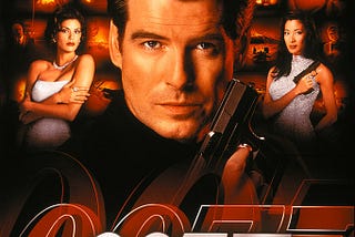 A movie poster with large numbers reading 007: tomorrow Never Dies