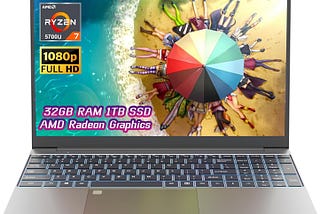 A15 Plus Gaming Laptop 15.6 inch FHD IPS Screen AMD Ryzen 7 5700U (8C/16T, 4.3 GHz, Beat i7 11390H) 32GB DDR4 1TB PCIE SSD Windows 11 Fingerprint Unlock Backlit Keyboard 57Wh Battery Notebook